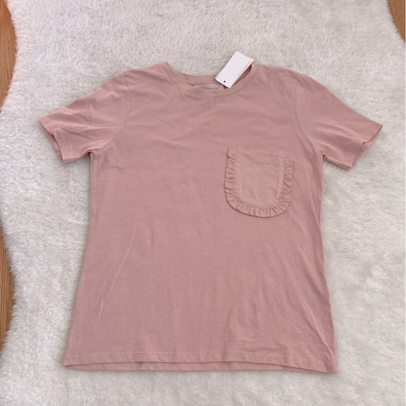 Philosophy Tops - Philosophy, Women's Short Sleeve Chest Pocket Ruffle Detail, Pink, Size S
